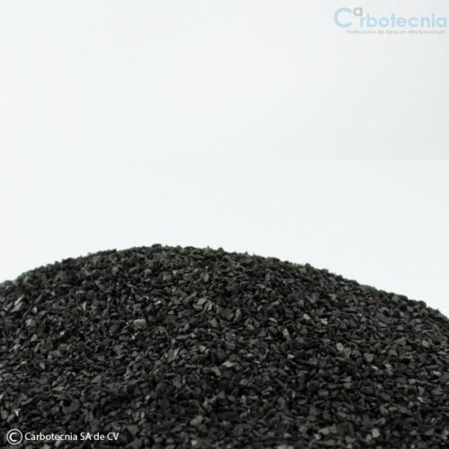 Granular activated carbon for water filters, retention of organic contaminants, odor removal.
