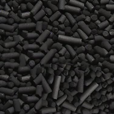 Photograph of pelletized activated carbon used for air treatment.