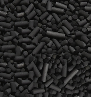 Photograph of pelletized activated carbon used for air treatment.