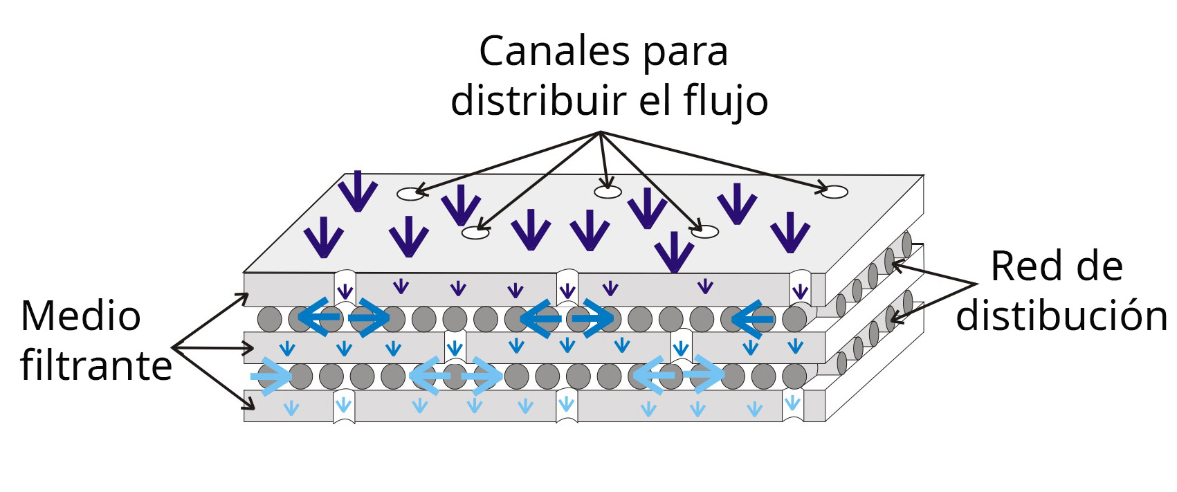 Cartucho Betapure NT-T distribución de canales y fluidos