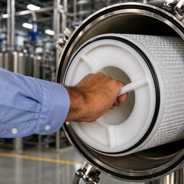 Cartucho y filtro high flow de alto flujo para filtración industrial de líquidos, agua, bebidas. Parker Parmax