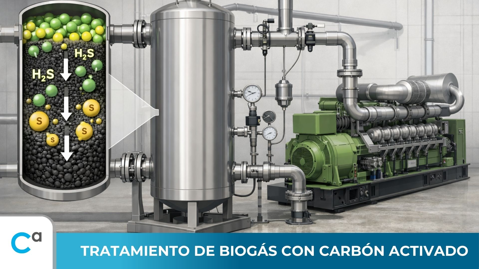 Tratamiento de biogás con carbón activado
